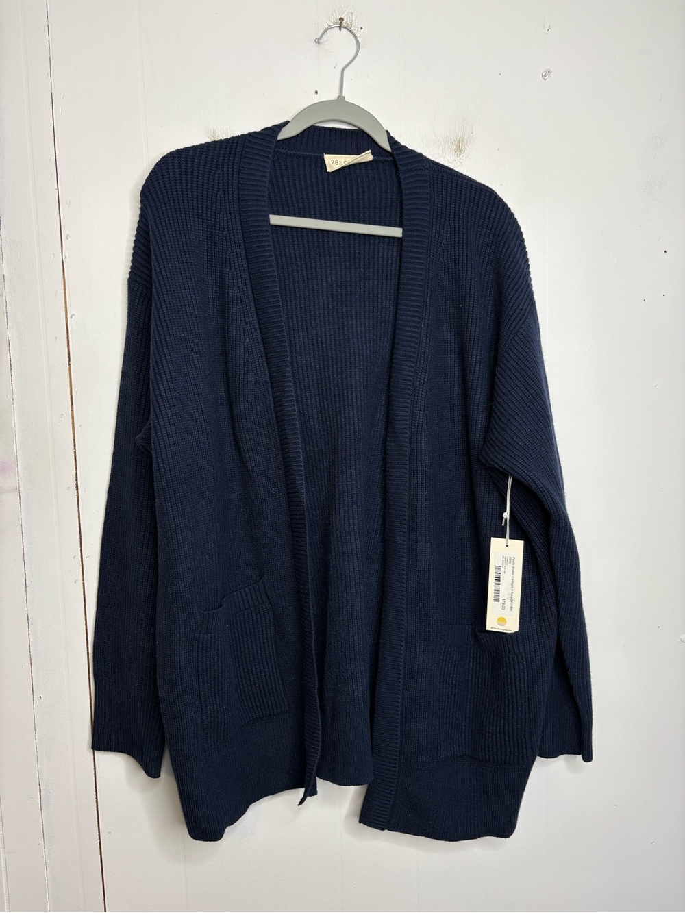 78 Sunny Sweater Womens 2X Navy Chunky Heavy Cardigan Pacific Shaker Comfy Cozy